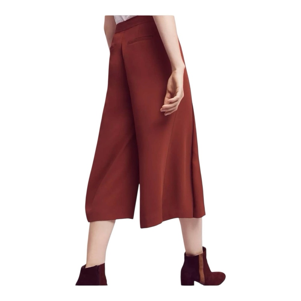 Anthropologie Rust Red Cropped Wide-Leg Pants - Picture 4 of 15